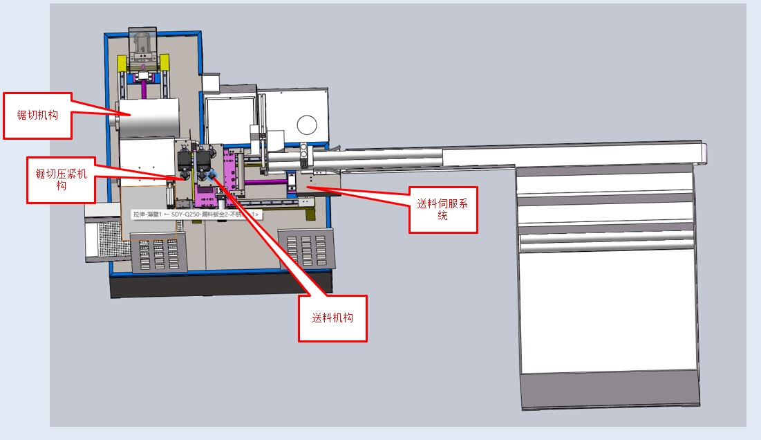 伺服自動上料鋸SDY-Q260-HV（汽車保險絲）機械設計圖-1
